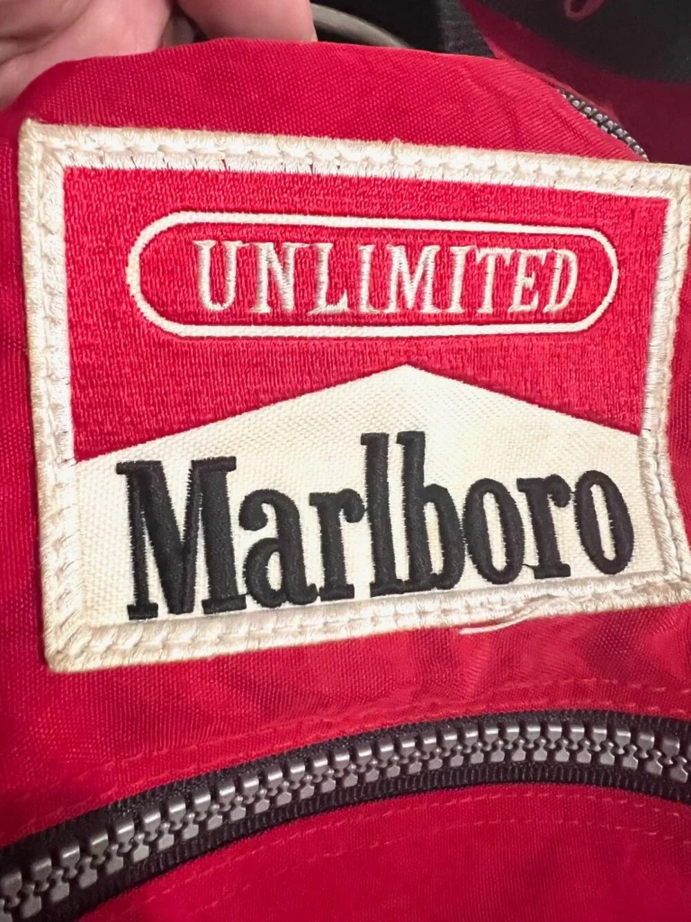 Marlboro Vintage Large Red/Black/White Duffle Bag-Nylon-Lightweight-Travel